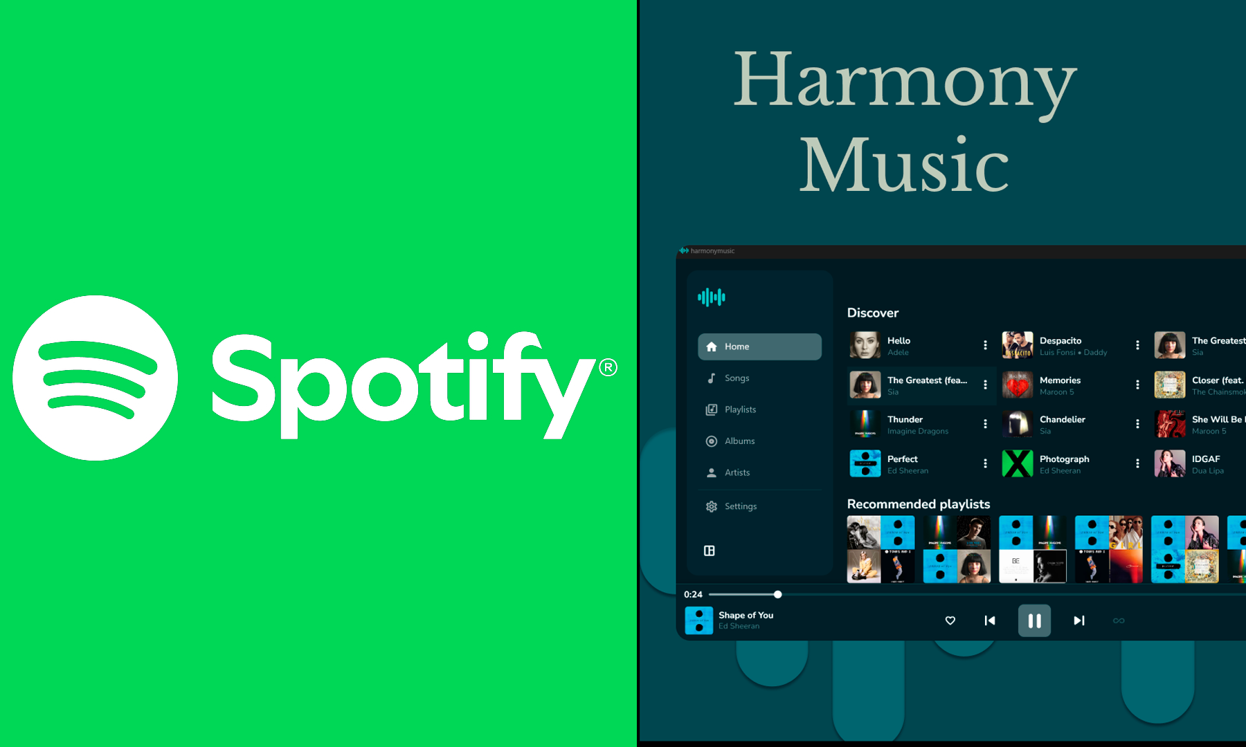 spotify vs harmony music